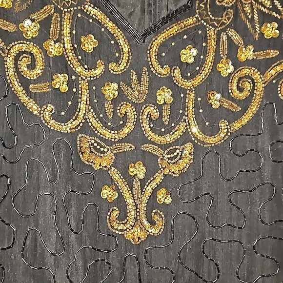 Laurence Kazar Womens Dress Vtg Sz S Beaded Black Silk Evening Zipper VG… - Picture 5 of 16